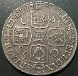 George I (1714-27), Shilling, 1723 South Sea Company issue, first laureate and draped bust right