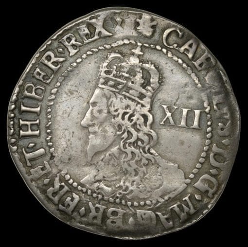 Charles I (1625-1649), Oxford mint, Shilling, 1644, mintmark, Shrewsbury plume on obverse only, large bust with jewelled armour and lozenge stops on obverse