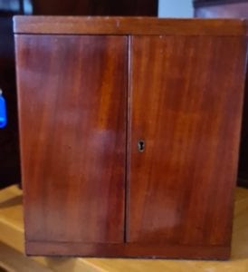 A mahogany coin cabinet, ex Baldwin