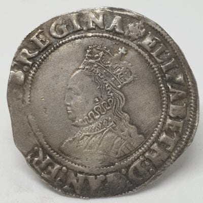 Elizabeth I (1558-1603) Shilling, second Issue 1560-1. Obverse, Crowned bust of Elizabeth facing left with beaded inner circles, Mintmark Cross Crosslet