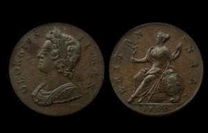 George II (1727-60), copper Halfpenny, 1729