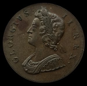 George II (1727-60), copper Halfpenny, 1729