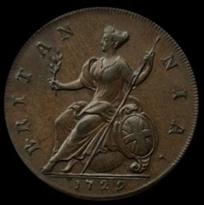 George II (1727-60), copper Halfpenny, 1729