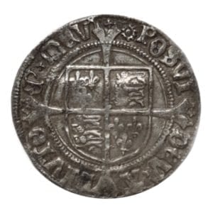 Henry VIII (1509-1547), Groat second coinage (1526-44), London Tower Mint, Second crowned bust (Laker Bust B) in profile right, initial mint mark Rose both sides.