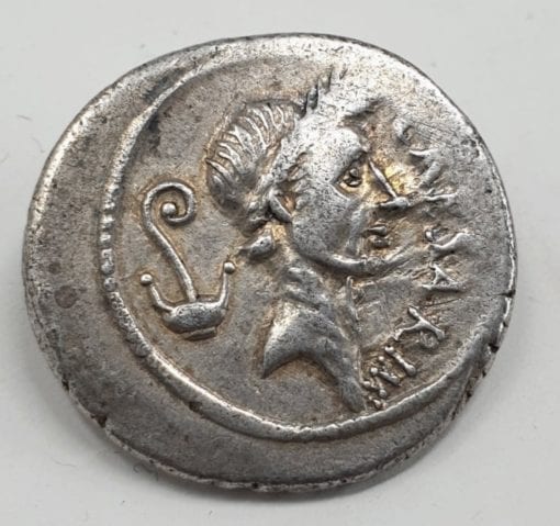 Julius Caesar, Lifetime Issue Denarius, Roman Imperators January-February 44 BC, Silver Denarius, Lifetime issue Rome mint