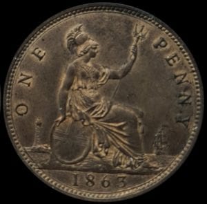 Victoria (1837-1901), Bronze penny, 1863, 