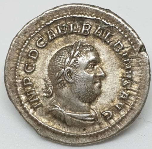 Balbinus 238AD Silver Denarius struck in Rome, Laureate, draped and cuirassed bust right