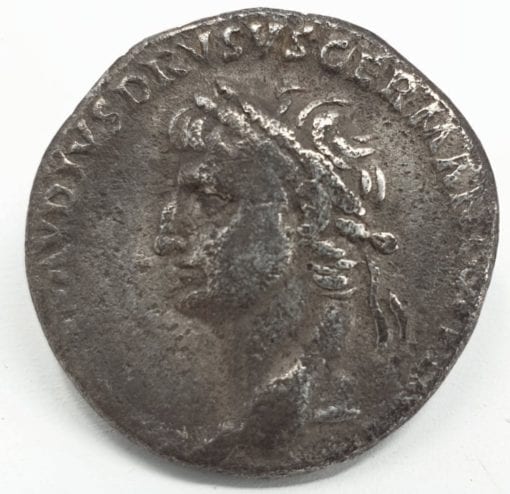 Nero Claudius Drusus (died 9 BC). Silver Denarius Lugdunum, c. AD 41-45. Laureate head left