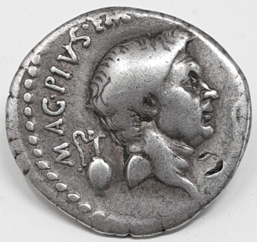 Sextus Pompey (76-35 BC), silver denarius, Catania (Sicily), 42-40 BC, Catanaean brothers